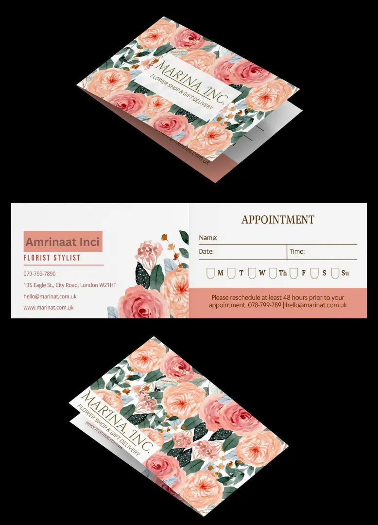 Elegant folded business cards printed on thick premium cardstock with sharp folds and personalized branding for a standout professional look.