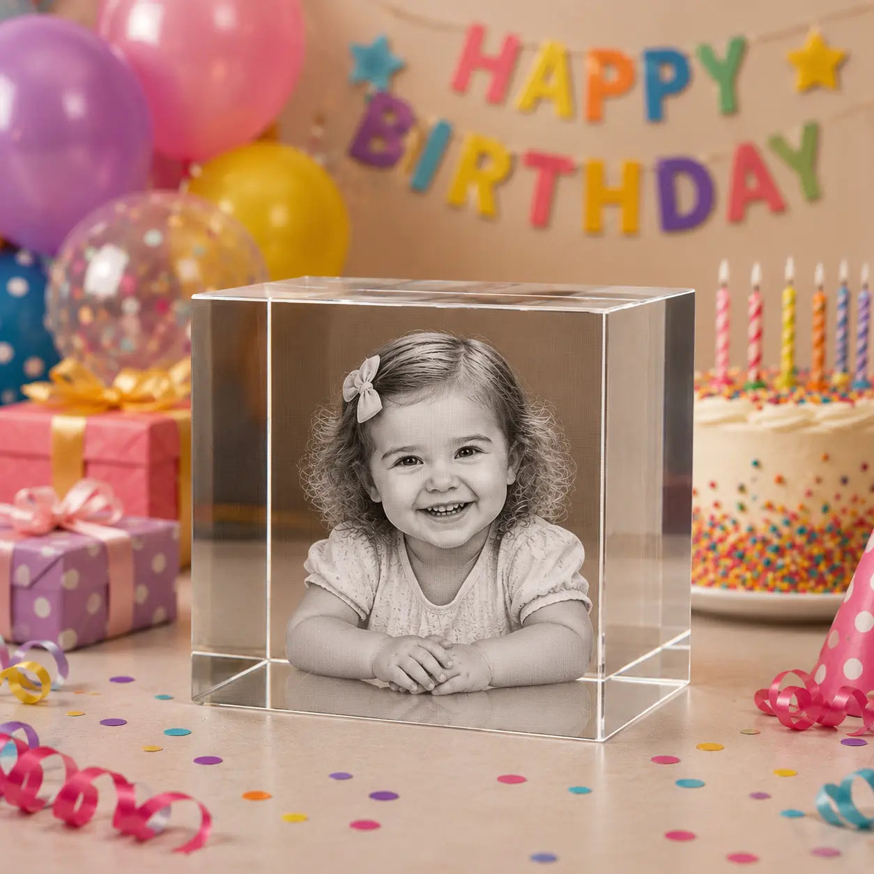 3D laser engraved crystal photo cube gift available in Wembley