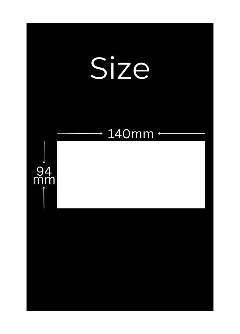 Custom 140x94mm rectangular personalised sticker with vibrant colors and optional glossy finish