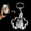 Custom cat photo crystal keyring 29x27x10mm with detailed laser engraved pet portrait