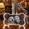 Custom pet photo crystal keyring 45x26x12mm with detailed laser engraved dog portrait inside crystal
