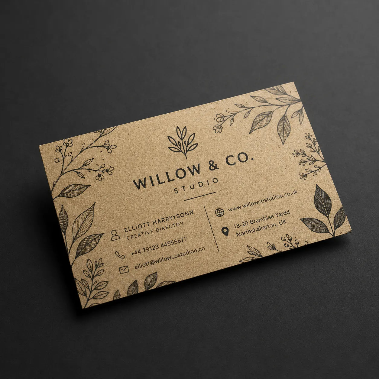 Natural kraft brown textured business card printing for artisan brands by Digraphics UK