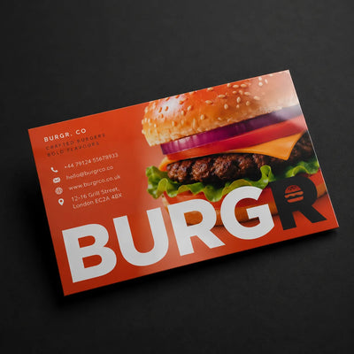 Laminated business card printing with protective gloss and matte coating by Digraphics UK