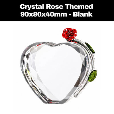 Laser engraved rose crystal display UK with detailed personalised image inside clear crystal