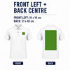 Polo shirt front left chest and back centre print area combination