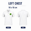 Custom polo shirt left chest print area 10x10 cm front logo placement