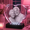 Personalised 3D laser engraved crystal heart (80x70x40mm) for memorials and anniversaries, crafted in Alperton.