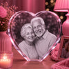 Personalised 3D photo heart gift for anniversaries and weddings, 80x70x40mm laser etched glass heart keepsake from an Alperton local seller.