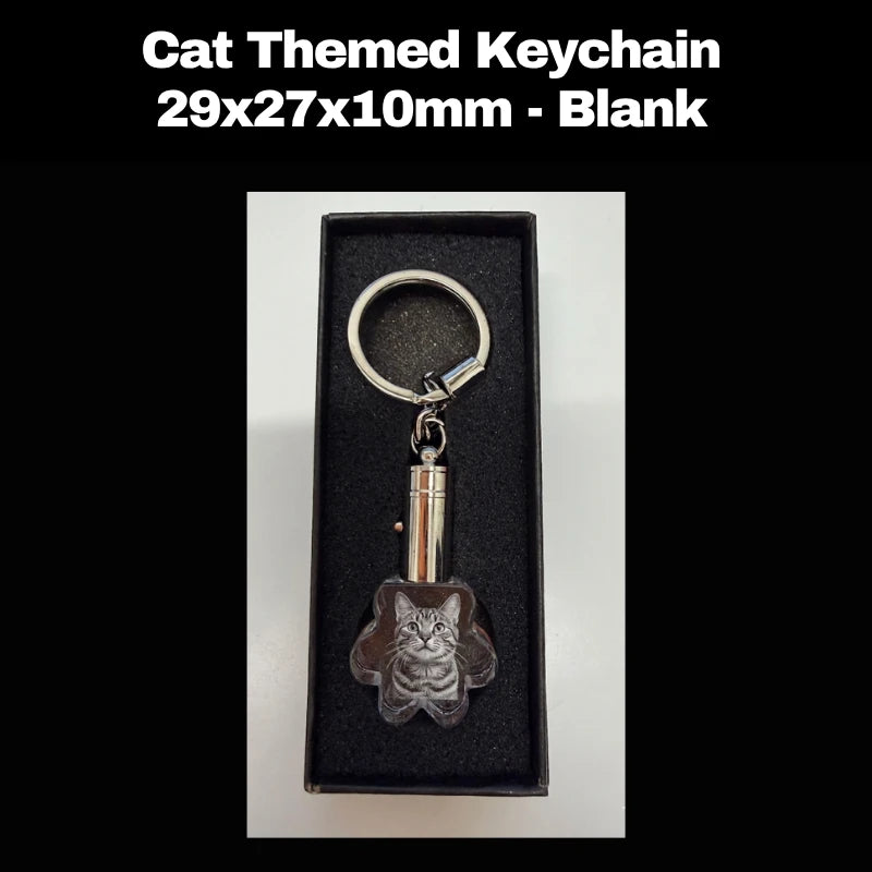 Personalised cat crystal keychain London with laser engraved cat photo inside premium crystal
