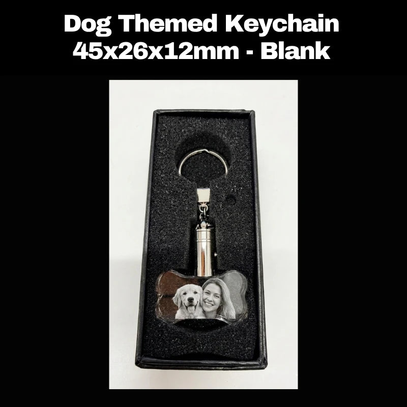 Personalised dog crystal keychain London with laser engraved pet photo inside premium clear crystal