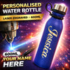 Personalised engraved stainless steel water bottle with custom name engraving