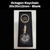 Personalised octagon crystal photo keyring with custom laser engraved family portrait inside clear crystal