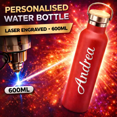 Personalised stainless steel engraving service in London for custom bottles and metal products.