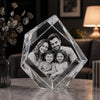 Extra-large 130mm 3D iceberg photo crystal with hand-chiseled edges and a high-definition laser-etched portrait, made in Wembley.
