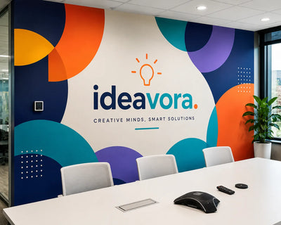 Wall vinyl sticker printing in solid and one-way vision for retail office and events by Digraphics UK